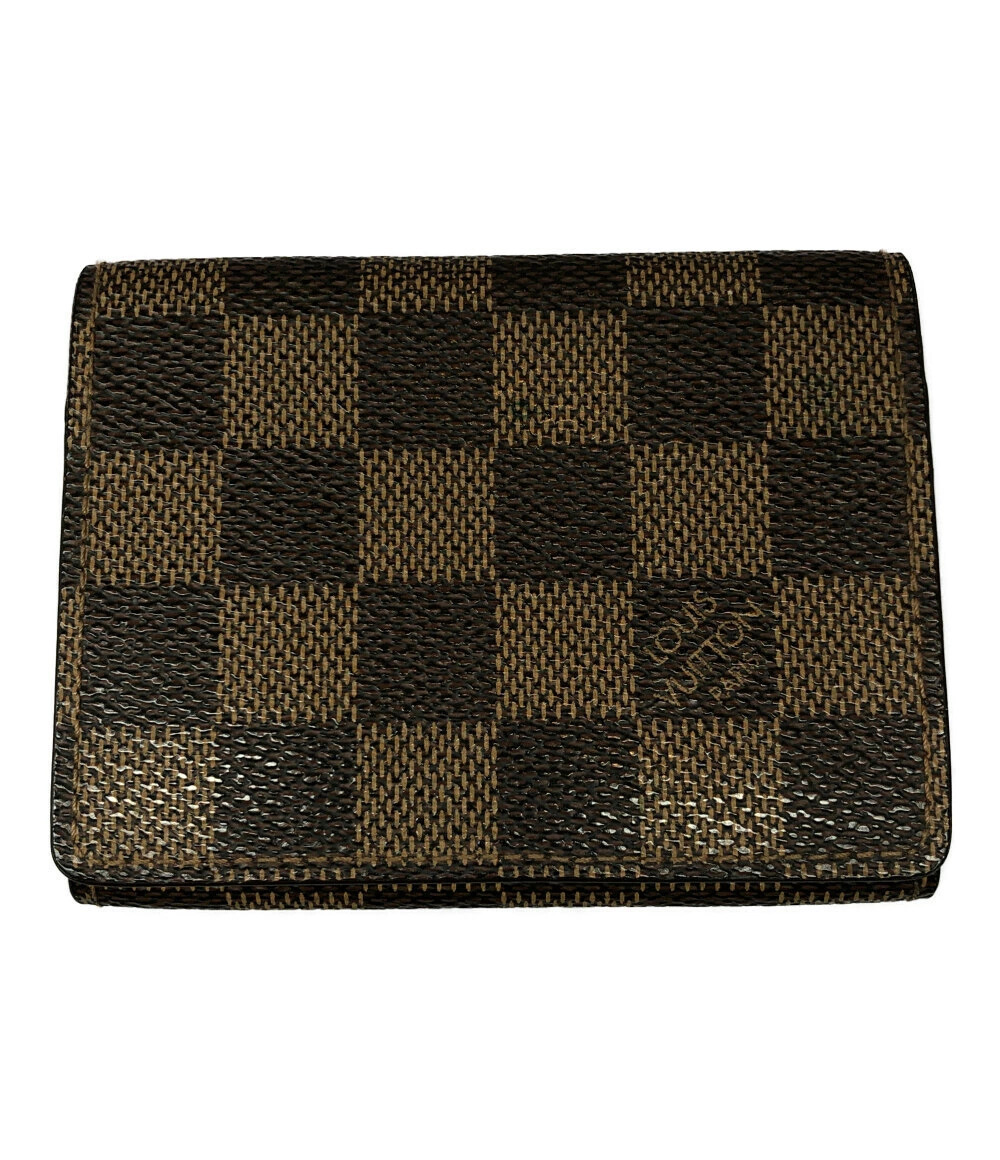 Louis Vuitton Card Holder Envelope Carte De Canvas Leather Black Brown